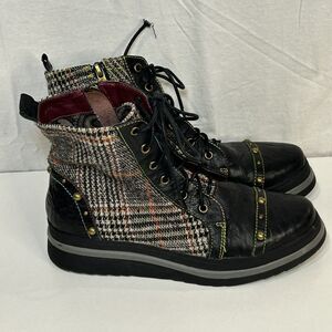 L’ Artiste Spring Step Rehja Fashion Boots Black Plaid Women’s 38 US 7-7.5